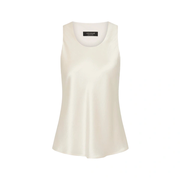 Ivory Satin Acetate Racer Tank
