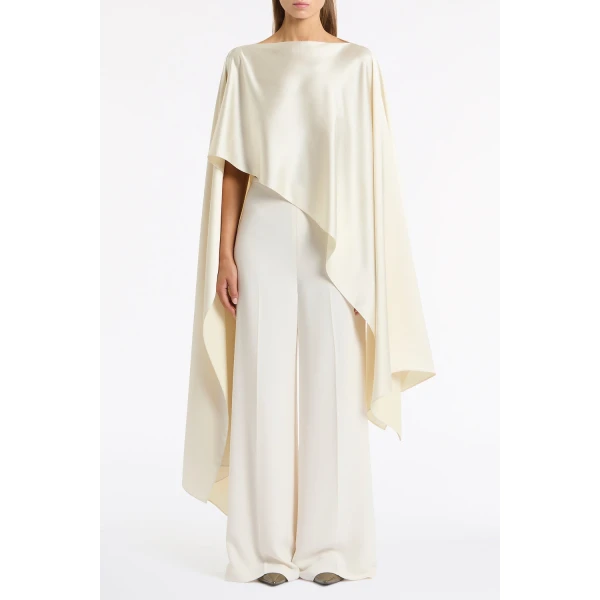 Carla Zampatti Ivory Satin Cape | Scarves | Coveti