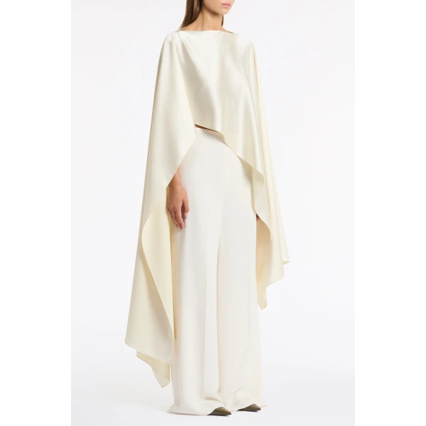 Carla Zampatti Ivory Satin Cape | Scarves | Coveti
