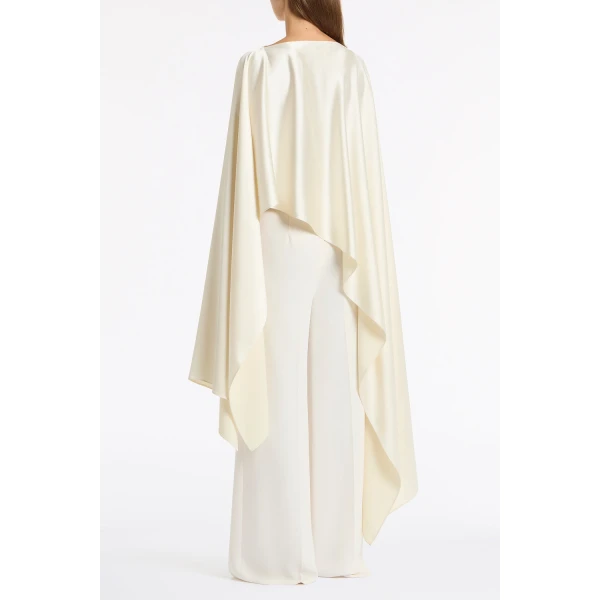 Carla Zampatti Ivory Satin Cape | Scarves | Coveti