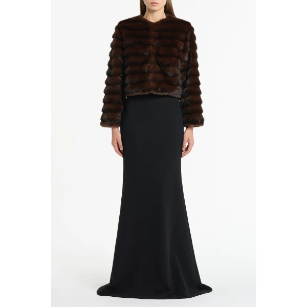 Carla Zampatti Mocha Cropped Fur Jacket | Jackets | Coveti