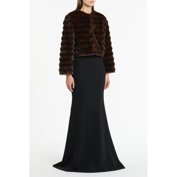 Carla Zampatti Mocha Cropped Fur Jacket | Jackets | Coveti