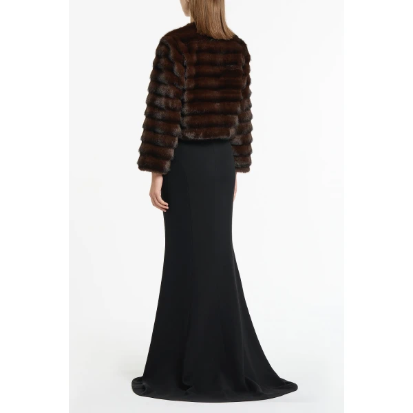 Carla Zampatti Mocha Cropped Fur Jacket | Jackets | Coveti