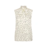 Carla Zampatti Monochrome Dot Silk Viscose Tie Neck Top | Blouse | Coveti