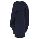 Carla Zampatti Navy Crepe Cape Midi Dress | Midi Dresses | Coveti