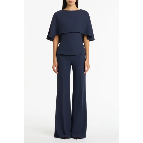 Carla Zampatti Navy Crepe Cape Top | Blouse | Coveti