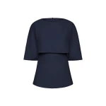 Carla Zampatti Navy Crepe Cape Top | Blouse | Coveti