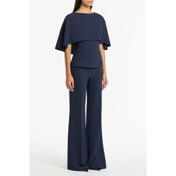 Carla Zampatti Navy Crepe Cape Top | Blouse | Coveti