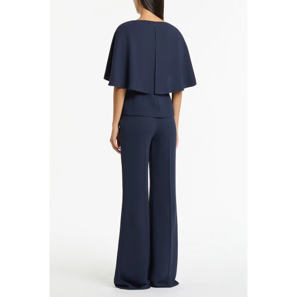 Carla Zampatti Navy Crepe Cape Top | Blouse | Coveti