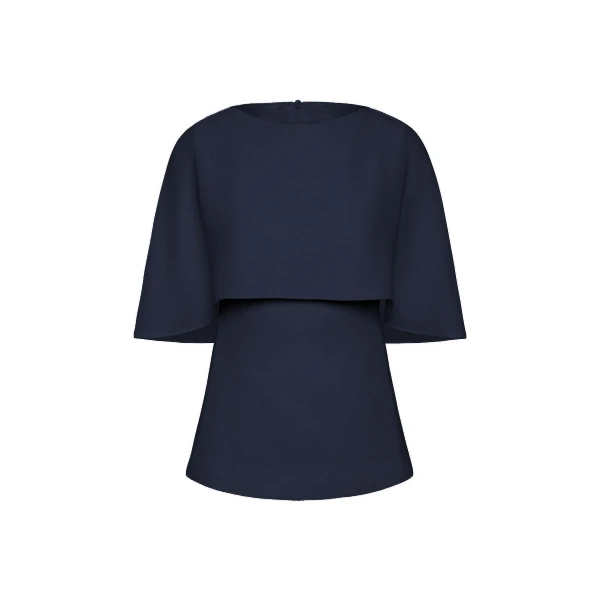 Navy Crepe Cape Top