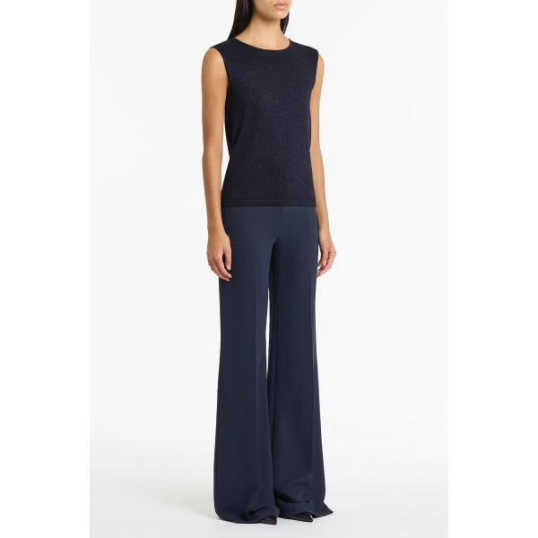 Carla Zampatti Navy Crepe Low Waist Pant | Tailored pants | Coveti