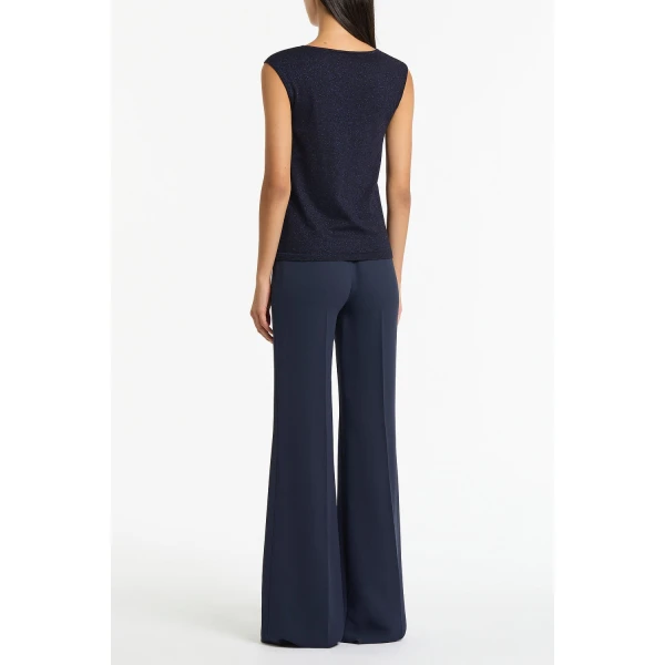 Carla Zampatti Navy Crepe Low Waist Pant | Tailored pants | Coveti