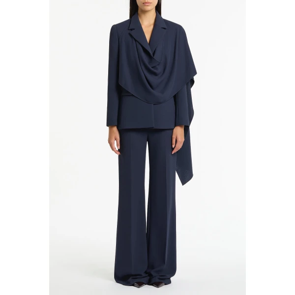 Carla Zampatti Navy Crepe Scarf Jacket | Blazers | Coveti