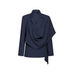 Carla Zampatti Navy Crepe Scarf Jacket | Blazers | Coveti