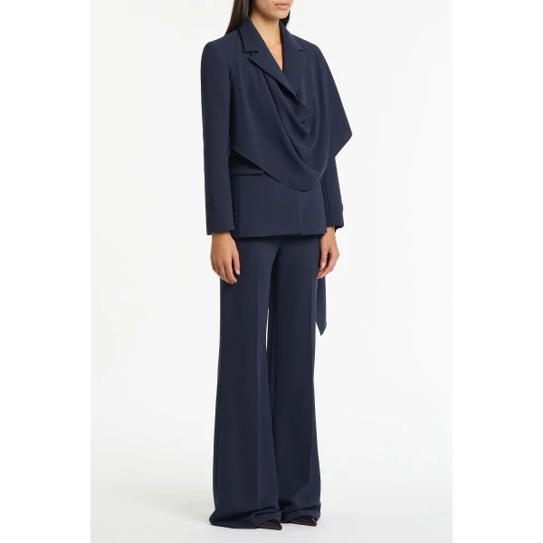 Carla Zampatti Navy Crepe Scarf Jacket | Blazers | Coveti
