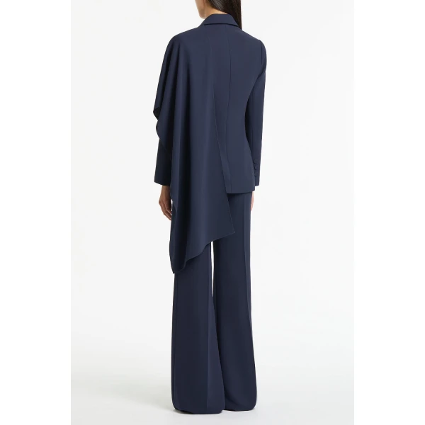Carla Zampatti Navy Crepe Scarf Jacket | Blazers | Coveti