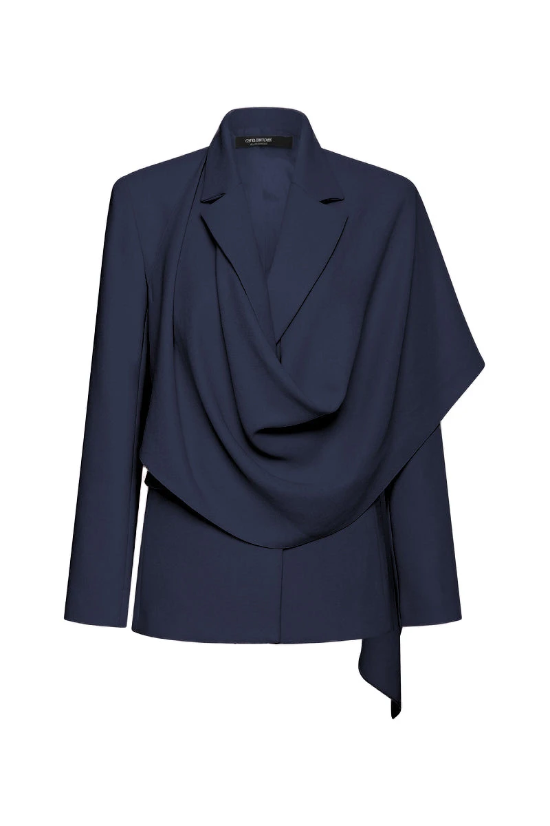 Carla Zampatti Navy Crepe Scarf Jacket Carla Zampatti Navy Crepe Scarf Jacket | Blazers | Coveti