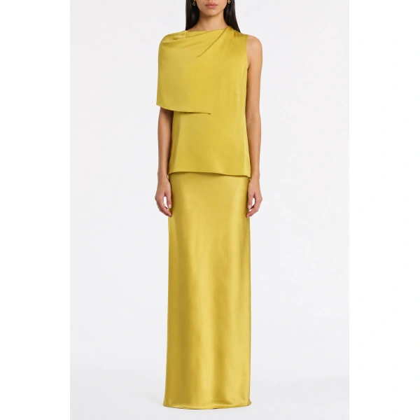 Carla Zampatti Pear Lustre Satin Bias Skirt | Maxi Skirts | Coveti