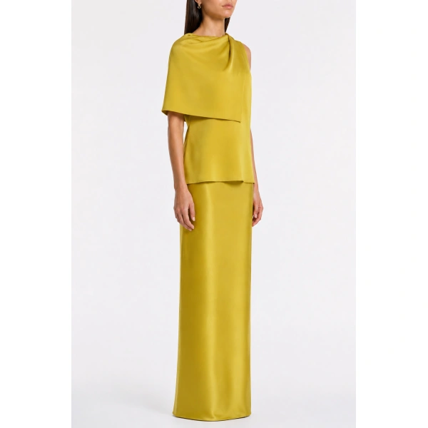 Carla Zampatti Pear Lustre Satin Bias Skirt | Maxi Skirts | Coveti