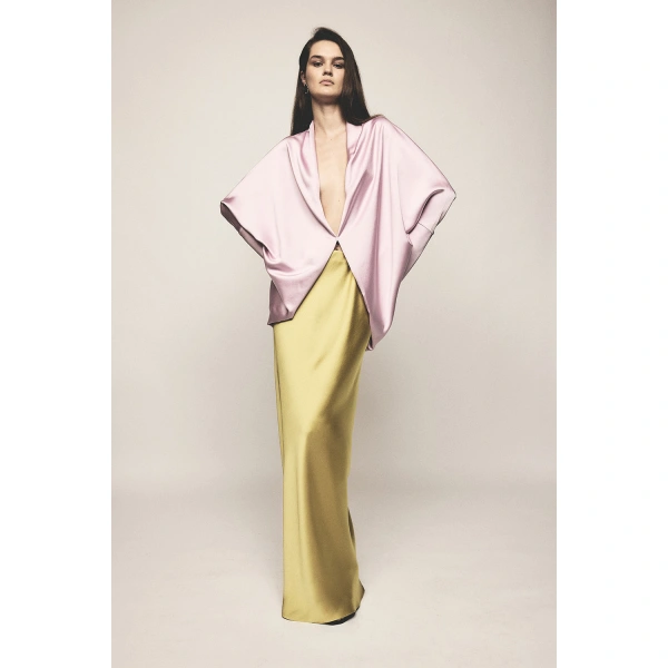 Carla Zampatti Pear Lustre Satin Bias Skirt | Maxi Skirts | Coveti
