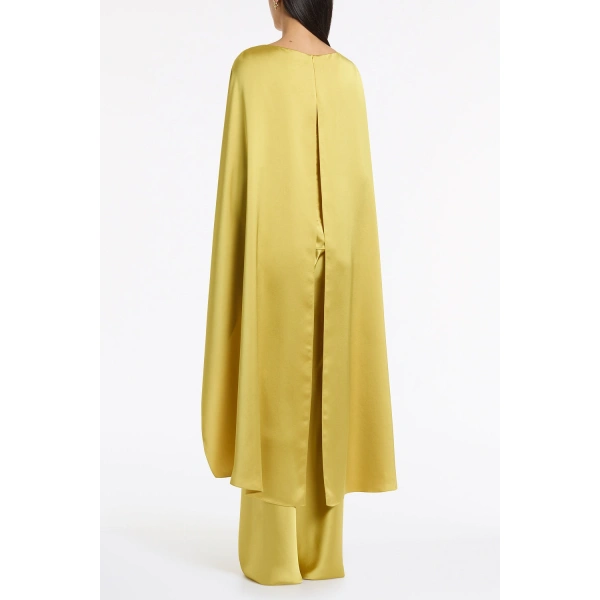 Carla Zampatti Pear Lustre Satin Long Cape Top | Blouse | Coveti