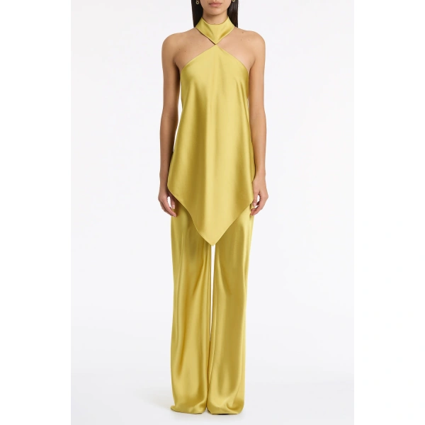 Carla Zampatti Pear Lustre Satin Neck Detail Top | Sleeveless & Tank Tops | Coveti