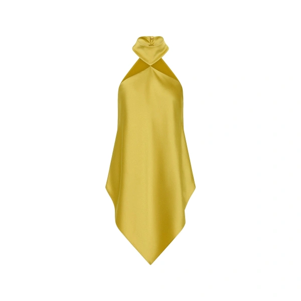 Pear Lustre Satin Neck Detail Top