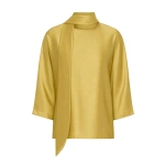 Carla Zampatti Pear Lustre Satin Tie Neck Blouse | Blouse | Coveti