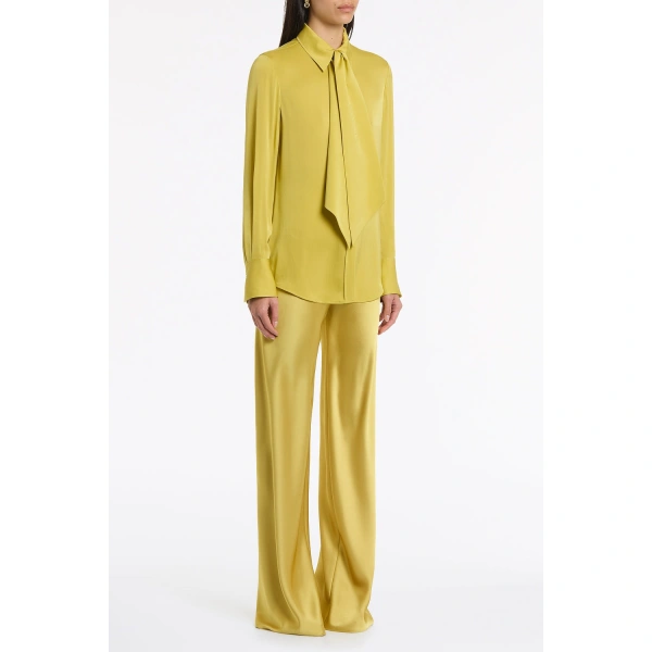 Carla Zampatti Pear Silk Satin Georgette Scarf Detail Blouse | Blouse | Coveti