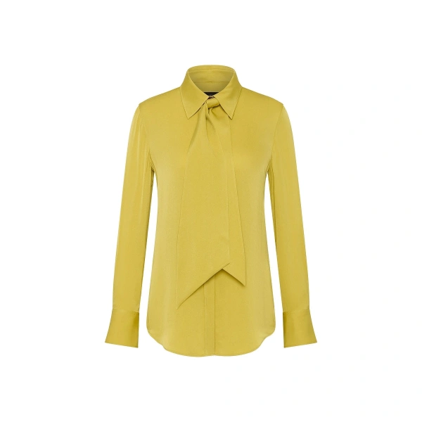 Pear Silk Satin Georgette Scarf Detail Blouse
