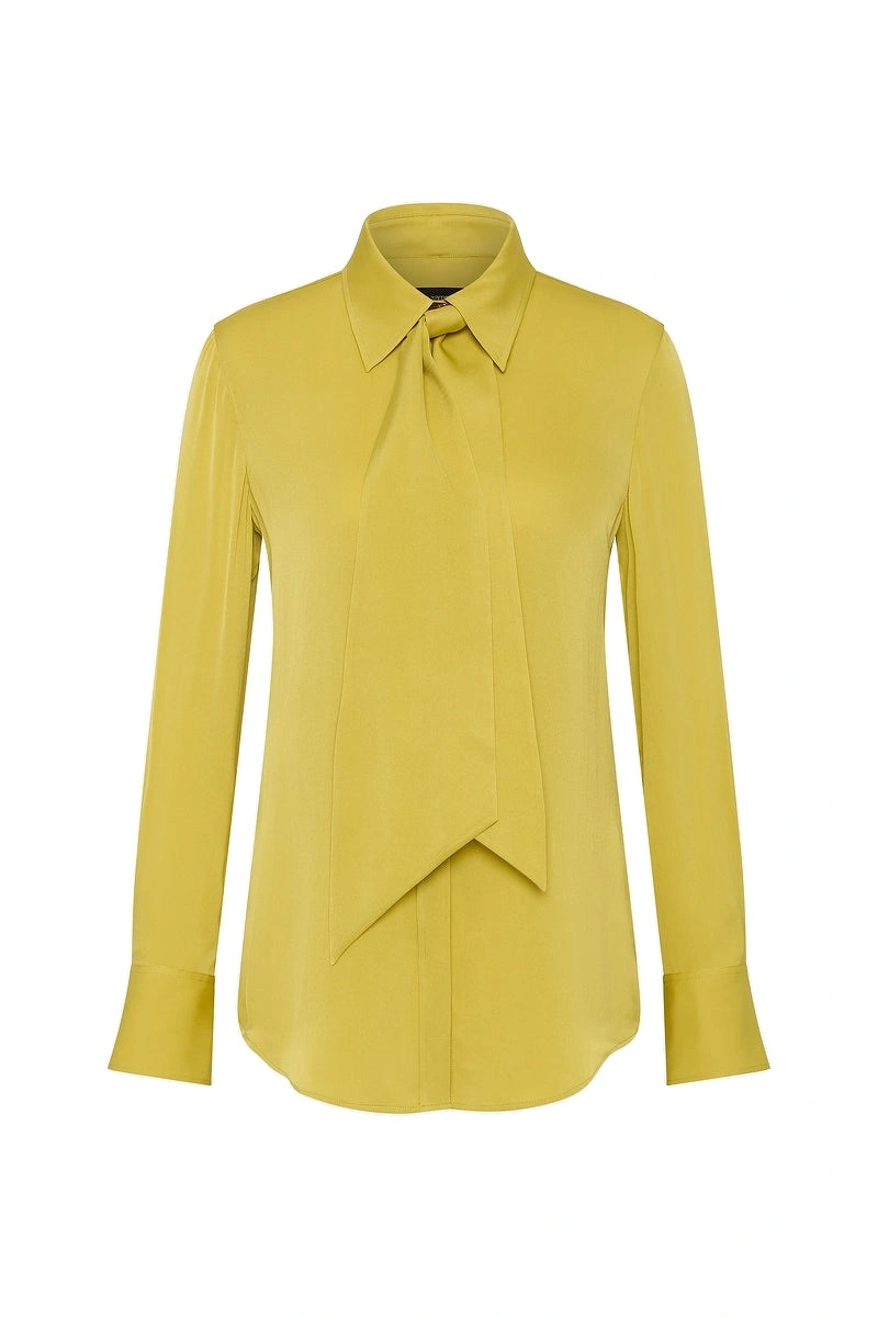 Carla Zampatti Pear Silk Satin Georgette Scarf Detail Blouse Carla Zampatti Pear Silk Satin Georgette Scarf Detail Blouse | Blouse | Coveti