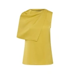 Carla Zampatti Pear Silk Satin Georgette Scarf Detail Top | Silk Tops & Blouses | Coveti