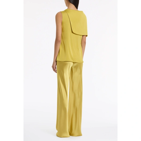 Carla Zampatti Pear Silk Satin Georgette Scarf Detail Top | Silk Tops & Blouses | Coveti