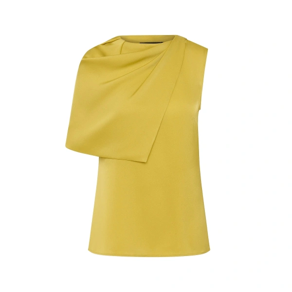 Pear Silk Satin Georgette Scarf Detail Top