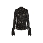 Carla Zampatti Pinspot Silk Burnout Front Neck Drape Blouse | Blouse | Coveti