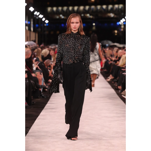 Carla Zampatti Pinspot Silk Burnout Front Neck Drape Blouse | Blouse | Coveti
