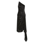 Carla Zampatti Pinspot Silk Burnout Peak Hem Draped Dress | Midi Dresses | Coveti