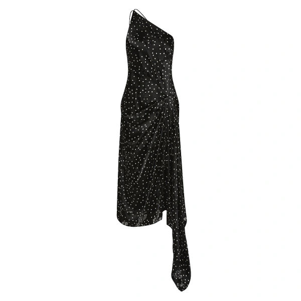 Pinspot Silk Burnout Peak Hem Draped Dress