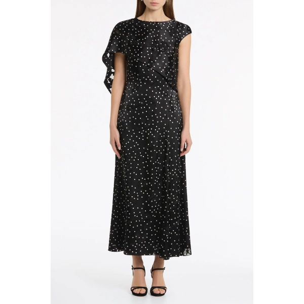 Carla Zampatti Pinspot Silk Burnout Shoulder Wrap Dress | Maxi Dresses | Coveti