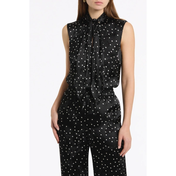 Carla Zampatti Pinspot Silk Burnout Tie Front Sleeveless Top | Sleeveless & Tank Tops | Coveti