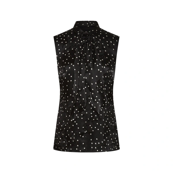Carla Zampatti Pinspot Silk Burnout Tie Front Sleeveless Top | Sleeveless & Tank Tops | Coveti