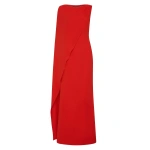 Carla Zampatti Red Crepe Asymmetrical Drape Gown | Evening Gowns | Coveti