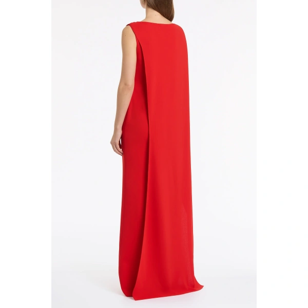 Carla Zampatti Red Crepe Asymmetrical Drape Gown | Evening Gowns | Coveti