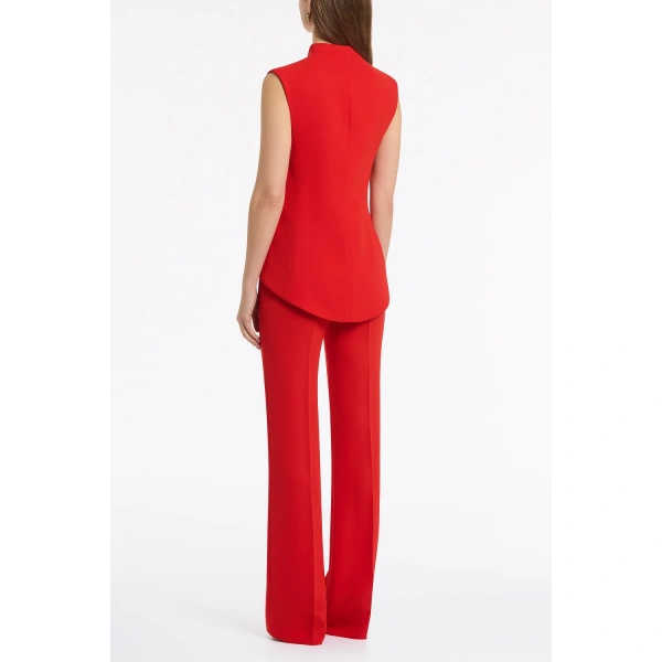 Carla Zampatti Red Crepe High Neck Fitted Bodice | Sleeveless & Tank Tops | Coveti
