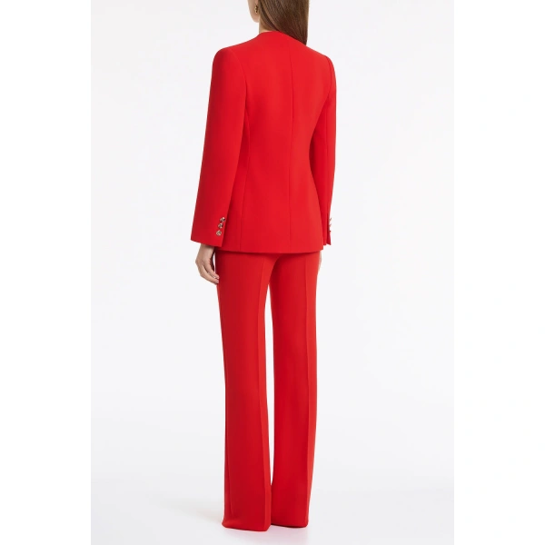 Carla Zampatti Red Crepe Pintuck Flared Pant | Tailored pants | Coveti