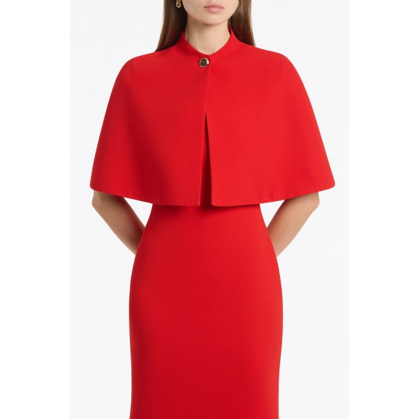 Carla Zampatti Red Crepe Short Cape | Jackets | Coveti