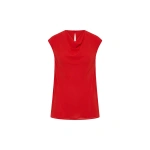 Carla Zampatti Red Georgette Cap Sleeve Cowl Top | Short Sleeved | Coveti