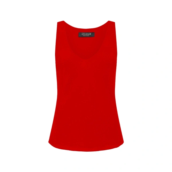 Red Georgette Scoop Neck Cami