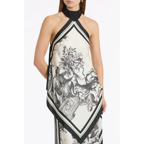 Carla Zampatti Rococo Silk Twill Neck Detail Top | Silk Tops & Blouses | Coveti