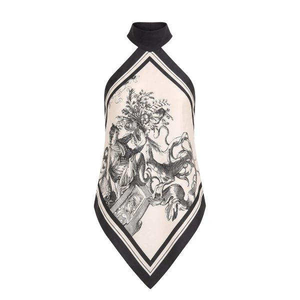 Rococo Silk Twill Neck Detail Top